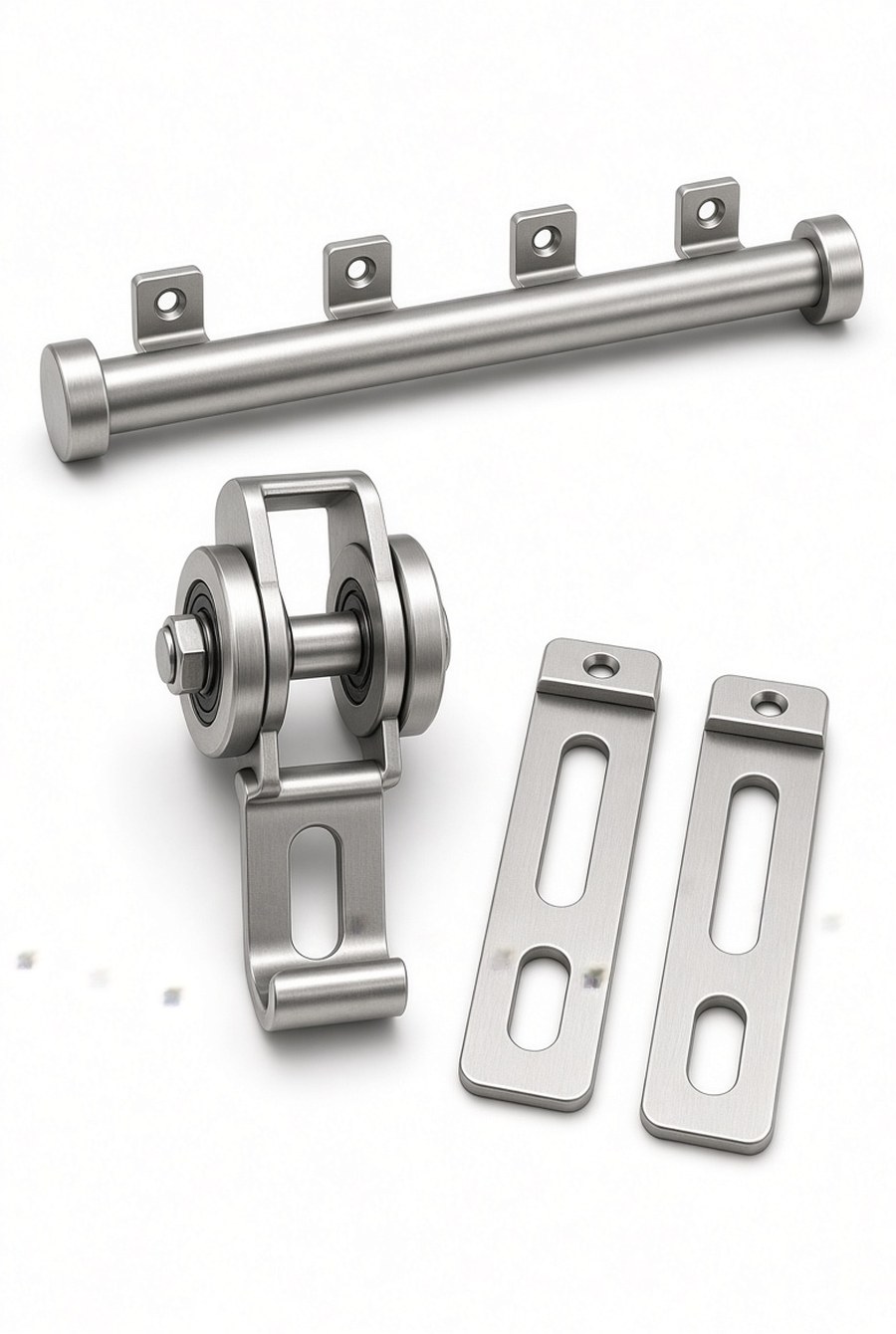 Sliding door track and hanger set
